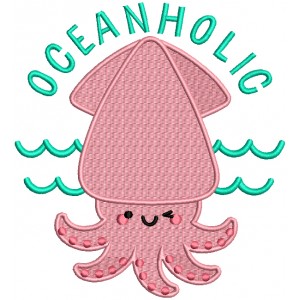 Oceanholic Squid Filled Machine Embroidery Design Digitized Pattern